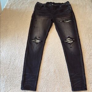 AMIRI Black Distressed Skinny Jeans Sz 38x35
amiri cashew flower kilim mx1 jeans